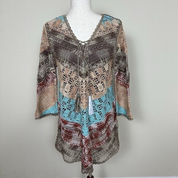 $120 NWT Soft Surroundings Crochet Tunic Size Petite Small PS Cottagecore Boho - Picture 4 of 16
